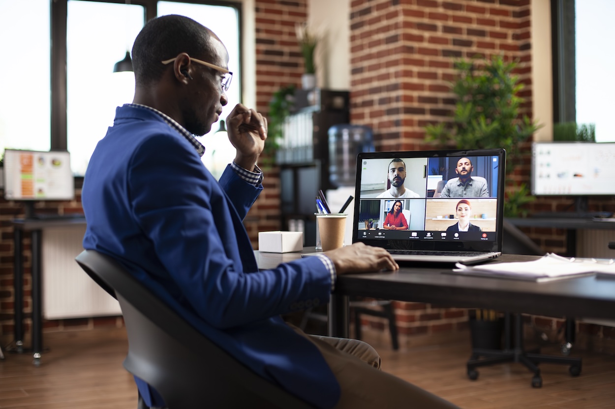 Entrepreneur on videocall with clients